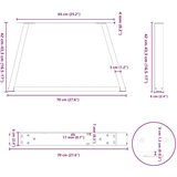 vidaXL Noge za blagovaonski stol V-oblik 2 kom crne 70x(42-43,3) cm | shoptok.hr