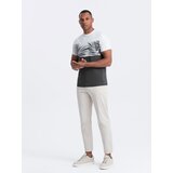 Ombre Men's two-tone t-shirt with palm leaf print - graphite | Eponuda.ba