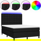  Krevet box spring s madracem LED crni 140x200 cm od tkanine | shoptok.hr