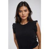 Marisse Black Blouse With Ruffles On The Shoulders | Shoptok.si