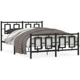 Maison Chic Kovinski Posteljni okvir - Dvoposteljna postelja - Zakonska postelja z vzglavjem in vznožjem črn 140x190 cm, (21695593) Cene