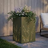  Vrtna saksija Maslinastozelena 50 x 50 x 75 cm Čelična vrata | shoptok.hr
