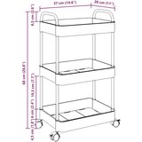 vidaXL Voziček za shranjevanje 3-nadstropna prozoren 37x28x68 cm akril | Shoptok.si