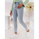 DStreet Spodnie damskie jeansowe skinny w serca JENIVIA niebieskie