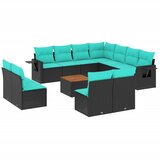  12-dijelni vrtni set s jastucima crni poliratan | shoptok.hr