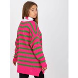 Fashion Hunters OCH BELLA pink and green striped oversize sweater | shoptok.hr