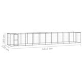  Zunanji pasji boks jeklo s streho 26,62 m² - - črna - 112.3 - 1210 x 220 x 180 cm - | Shoptok.si