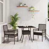vidaXL 3 delni set vrtnia jedilna garnitura rjava polirattan | Shoptok.si