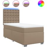 vidaXL Box spring postelja z vzmetnico kapučino 80x200 cm umetno usnje, (21321177) | Shoptok.si