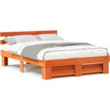  Konstrukcija postelje z vzglavjem Voskast rjav 150 x 200 cm, (5000127520) | Shoptok.si