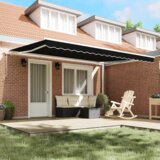 vidaXL Ročna retraktibilna tenda črna 450x300 cm, Zamenjava tkanine za tendu 4.5x3 m okvir črna | Shoptok.si