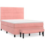  The Living Store Box spring postelja z vzmetnico roza 140x200 cm žamet - Box Spring Postelja, (21444434) | Shoptok.si