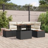 vidaXL Set od 5 komada vrtnih sofa s jastucima Crni poli ratan | shoptok.hr