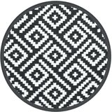 vidaXL Zunanja preproga bela in črna Ø120 cm PP | Shoptok.si