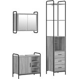  Set ormarića za kupaonicu 3 kom. Siva Sonoma 40 x 36 x 200 5 cm - Siva Sonoma Ormar s umivaonikom (1 vrata i 1 polica) + viseći | shoptok.hr