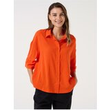 Jimmy Key Orange Wide Cut Three Quarter Sleeve Linen Shirt cene