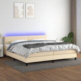The Living Store Box spring postelja z vzmetnico LED krem 200x200 cm blago - Box Spring Postelja, (21515502) | Shoptok.si