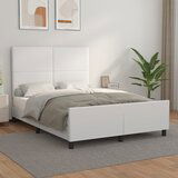 Maison Chic Posteljni okvir - Dvoposteljna postelja - Zakonska postelja z vzglavjem bel 140x200 cm umetno usnje-J15670, (21775488) | Shoptok.si