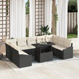 vidaXL 10-delni vrtni kavč set z blazinami črni poli ratan | Shoptok.si