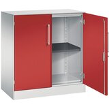 C+P Omara s krilnimi vrati ASISTO, višina 897 mm, širina 800 mm, 1 polica, svetlo sive/ognjeno rdeče barve | Shoptok.si