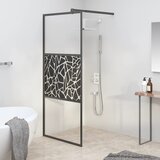 Furnova Pregrada za tuš 80x195 cm ESG steklo s kamnitim dizajnom črna, (21917974) | Shoptok.si