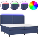  Krevet box spring s madracem LED plavi 200x200 cm od tkanine | shoptok.hr