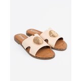 SEASTAR Light beige flip-flops with gold decoration | Shoptok.si