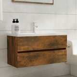 vidaXL Omarica za umivalnik dim. hrast 90x38,5x45 cm konstruiran les Cene