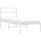  Metalni okvir za krevet s uzglavljem bijeli 100x190 cm | shoptok.hr