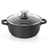 Orion hrnec s nepřilnavým povrchem Pfluon Granit se skleněnou poklicí Grande, ⌀ 20 cm | shoptok.hr