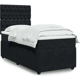 vidaXL Box spring postelja z vzmetnico črna 100x200 cm žamet | Shoptok.si