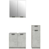  3-dijelni set kupaonskih ormarića siva boja betona drveni | shoptok.hr