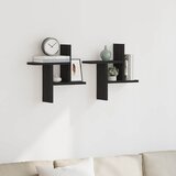 vidaXL Stenska polica 2 kosa črna hrast 38x12x38 cm inženirski les | Shoptok.si
