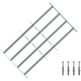  Sigurnosna rešetka za prozore s 4 poprečne šipke 3 kom. Srebrna 630-1140 mm | Shoptok.si