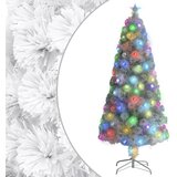 vidaXL Umetna novoletna jelka z LED lučkami bela 150 cm optična vlakna | Shoptok.si