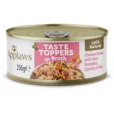 Applaws Taste Toppers v bujonu 6 x 156 g - Piščanec, šunka, buča, korenje in grah