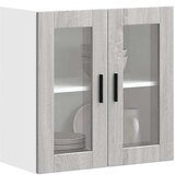 vidaXL Kuhinjska stenska omarica steklenimi vrati Porto siva sonoma, (22010685) | Shoptok.si