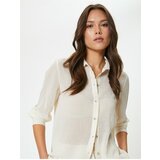 Koton Long Sleeve Shirt Textured Buttoned Classic Collar Cene