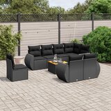  9-dijelni set vrtnih sofa s jastucima crni od poliratana | shoptok.hr