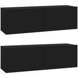 vidaXL Stenska TV omarica 2 kosa črna 100x30x30 cm inženirski les, (20733545) Cene