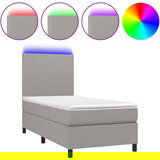  Box spring postelja z vzmetnico LED svetlo siva 80x200 cm blago, (20789366) | Shoptok.si