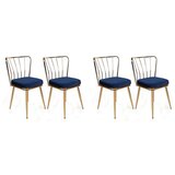 Hanah home Yıldız-924 V4 Dark BlueGold Chair Set (4 Pieces) | ePonuda.com