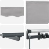 vidaXL Ručna uvlačiva tenda s LED svjetlom, svjetlosiva 500x300 cm, Zamjena tkanine za tenda 5x3 m, svjetlosiva | shoptok.hr