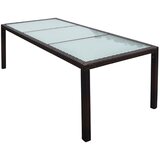 vidaXL Vrtna miza 190x90x75 cm rjav poli ratan in steklo, (20918597) | Shoptok.si