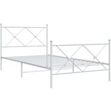 vidaXL Kovinski posteljni okvir z vzglavjem in vznožjem bel 107x203 cm, (21128083) | Shoptok.si