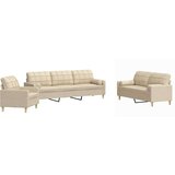 vidaXL 3-dijelni set sofa s ukrasnim jastucima krem od tkanine | shoptok.hr