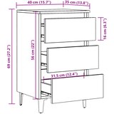  Krevetni ormarić s metalnim nogama staro drvo 40x35x69 cm | shoptok.hr