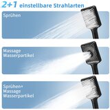 Nettlife Ročna prha črna, varčna prha s 3 curki kvadratne oblike, (22150775) | Shoptok.si