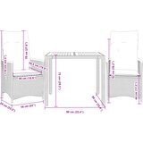 3-dijelni bistro set s jastucima crni od poliratana Crna 90 x 90 x 75 cm | shoptok.hr