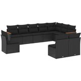  10-dijelni set vrtnih sofa s jastucima crni od poliratana | shoptok.hr